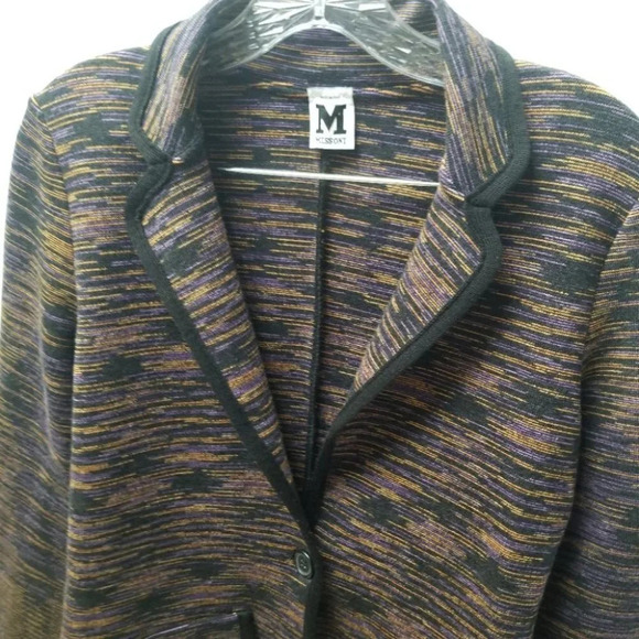 M Missoni 42 Purple Orange Black Heathered Blazer Cardigan - Picture 9 of 11